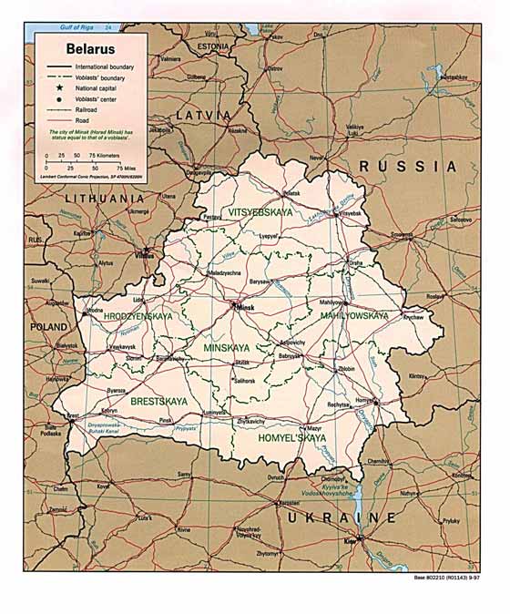 Detailed map of Belarus