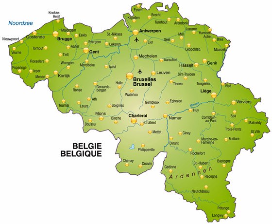 Detaillierte Karte von Belgien
