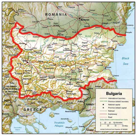 Крупномасштабная карта Болгарии для распечатывания или скачки