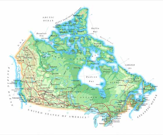 Детальная карта Канады