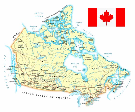 Detailed map of Canada