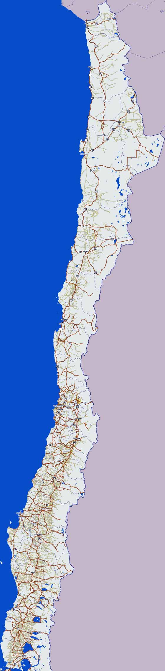 Large map of Chile