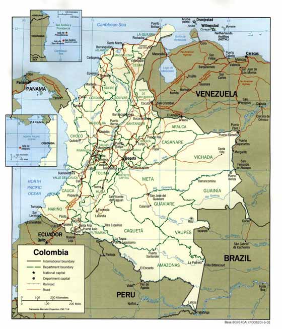 Детальная карта Колумбии
