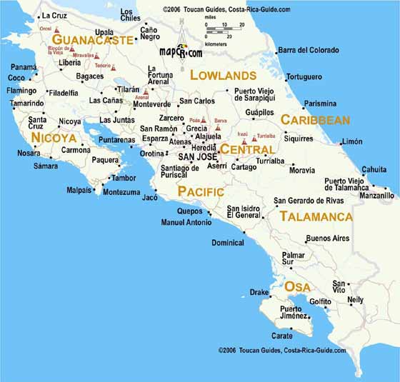 Детальная карта Коста Рики