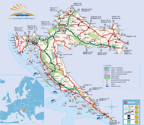 Крупномасштабная карта Хорватии для распечатывания или скачки