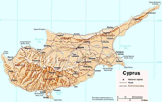 Крупномасштабная карта Кипра для распечатывания или скачки