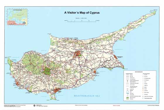 Крупномасштабная карта Кипра для распечатывания или скачки
