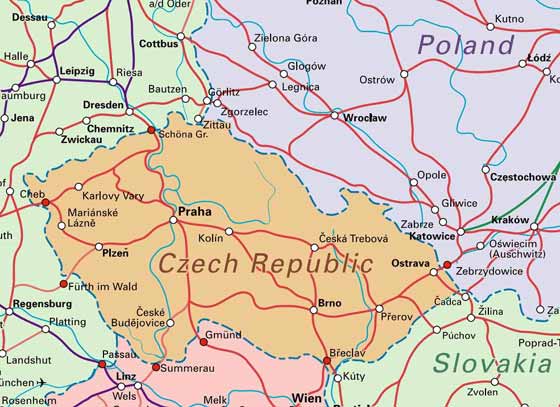 Большая карта Чехии для распечатывания или скачки