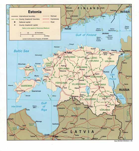 Detaillierte Karte von Estland