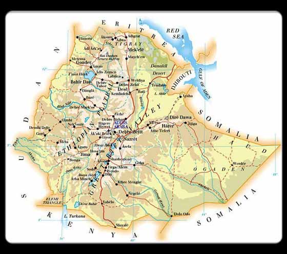 Детальная карта Эфиопии