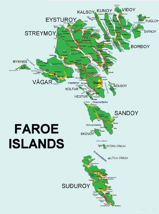 Large map of Faroe Islands