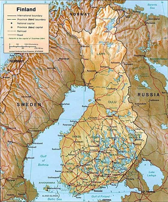 Gran mapa de Finlandia