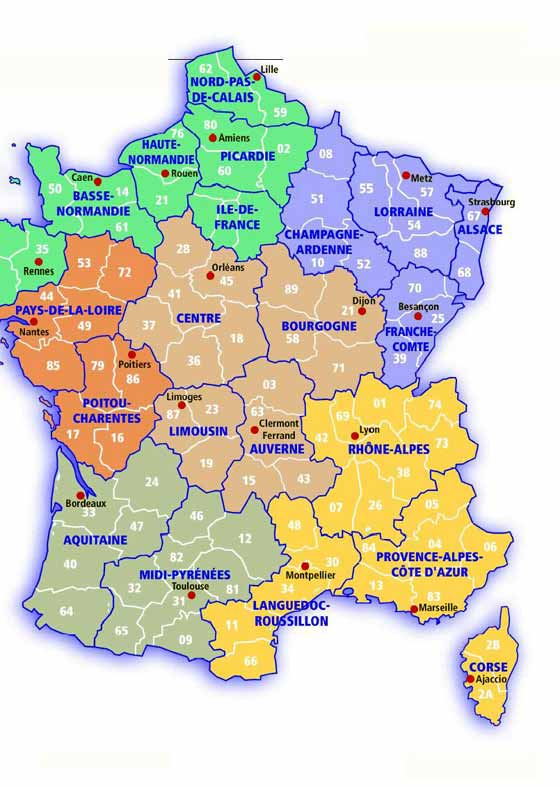 Крупномасштабная карта Франции для распечатывания или скачки