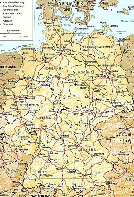 Большая карта Германии для распечатывания или скачки