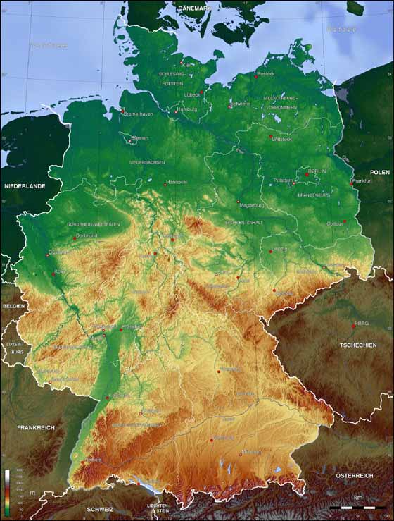 Большая карта Германии для распечатывания или скачки
