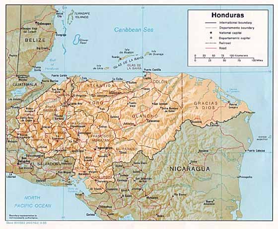 Detailed map of Honduras