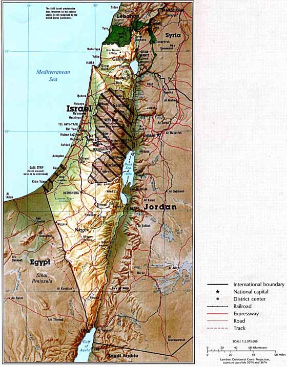Detailed map of Israel