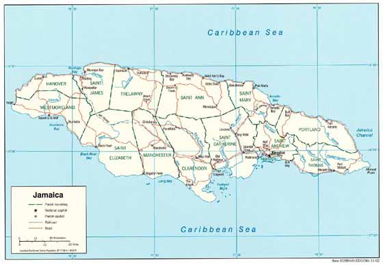 Detailed map of Jamaica