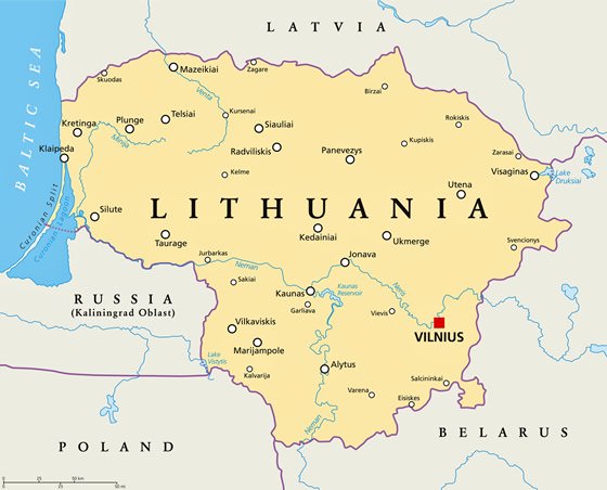 Детальная карта Литвы