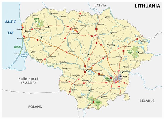 Detailed map of Lithuania