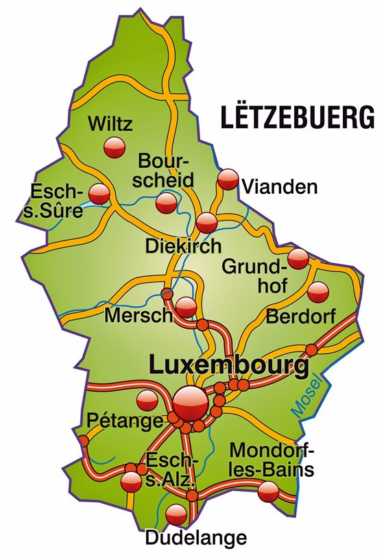 Детальная карта Люксембурга