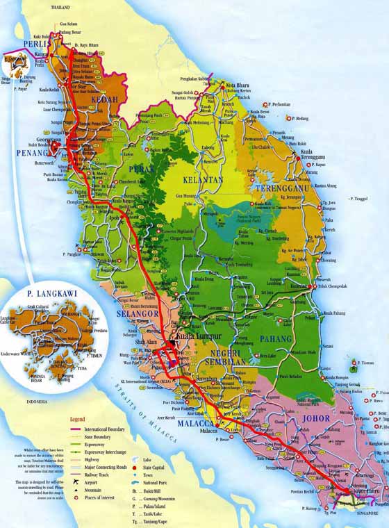 Детальная карта Малайзии