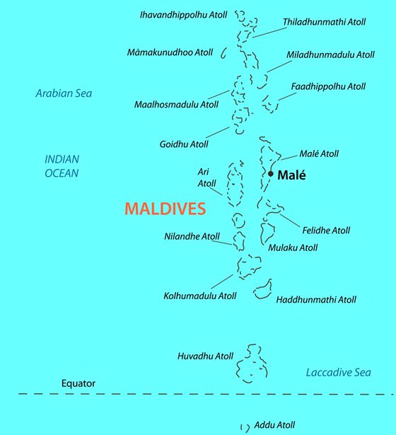 Detailed map of Maldives