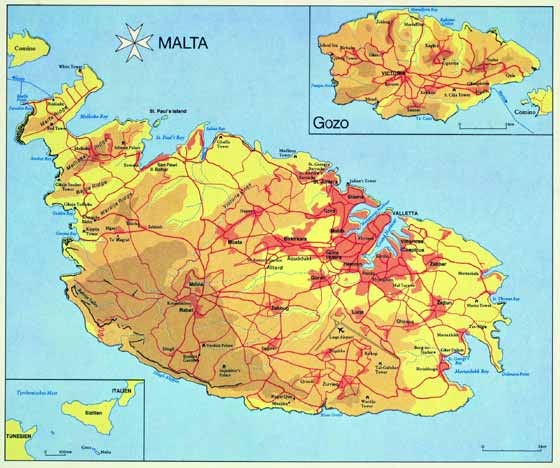 Large map of Malta