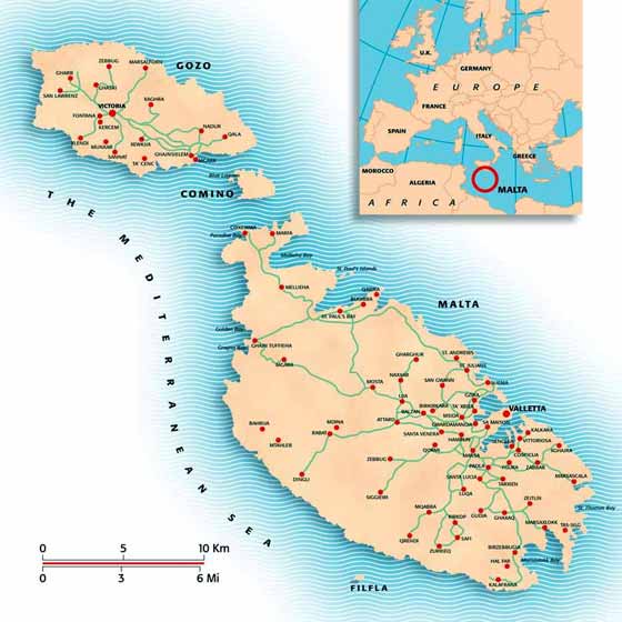 Detaillierte Karte von Malta