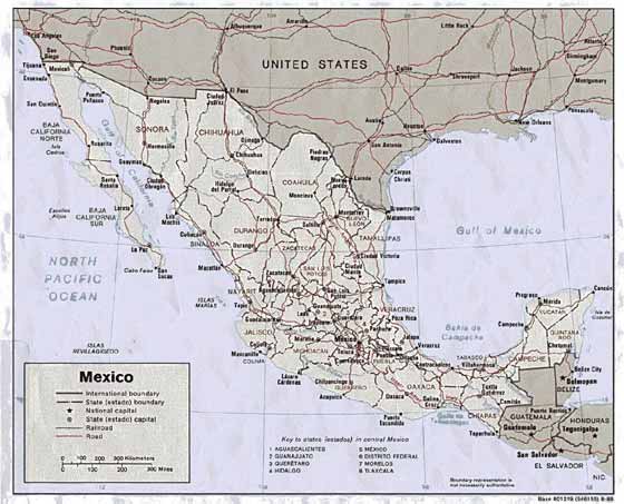 Large map of Mexico