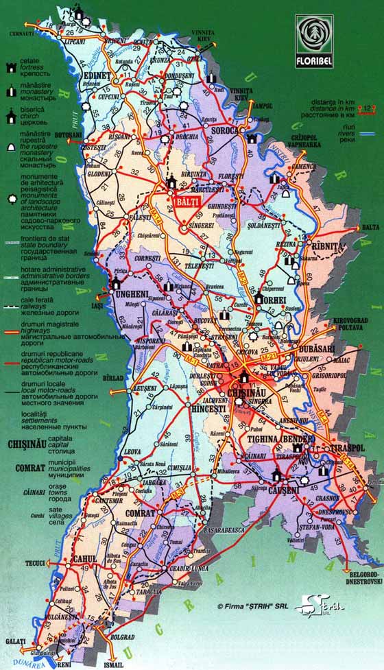 Detaillierte Karte von Moldawien
