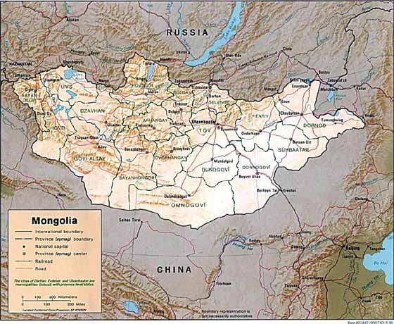 Mapa detallado de Mongolia