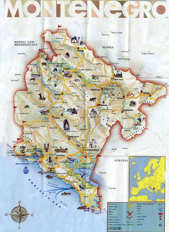 Детальная карта Черногории