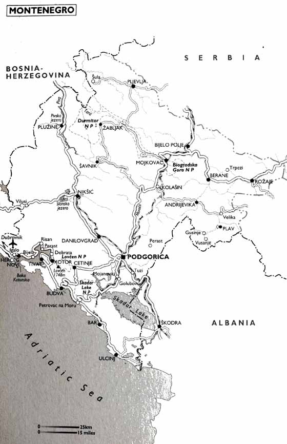 Карта  Черногории