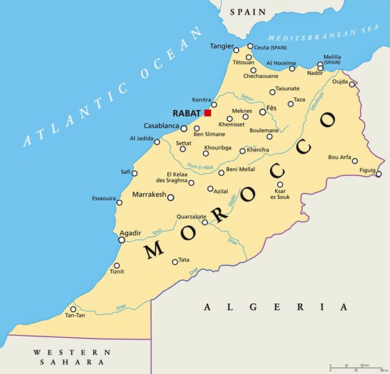 Детальная карта Марокко