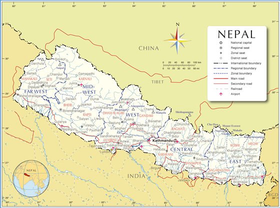 Detailed map Nepal