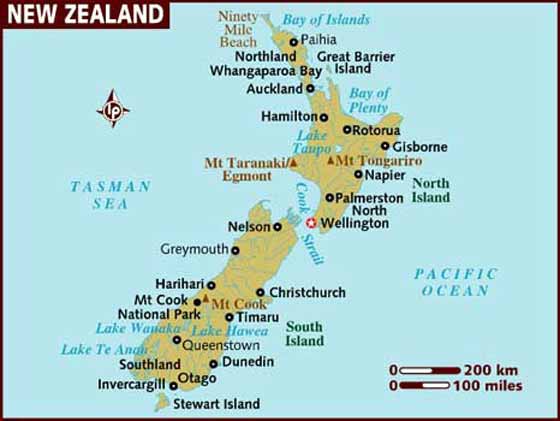 Detailed map of New Zealand