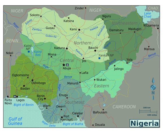 Detailed map of Nigeria