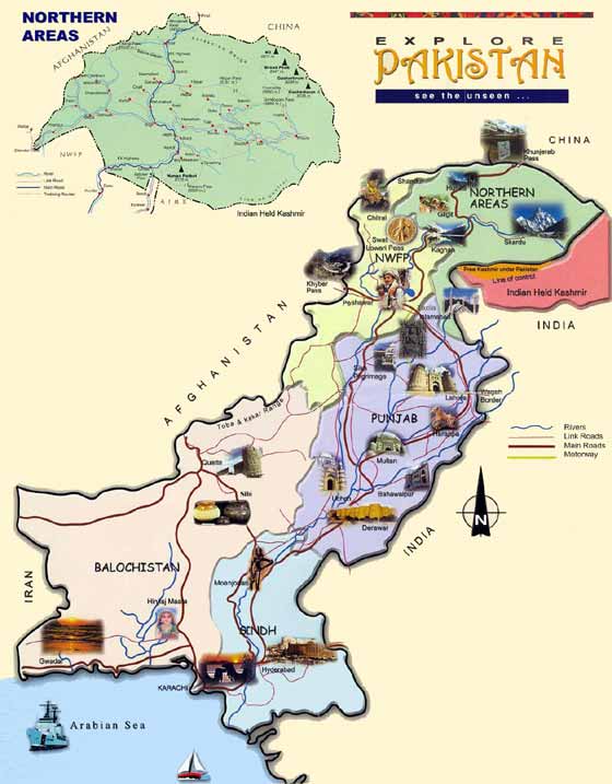 Detailed map of Pakistan