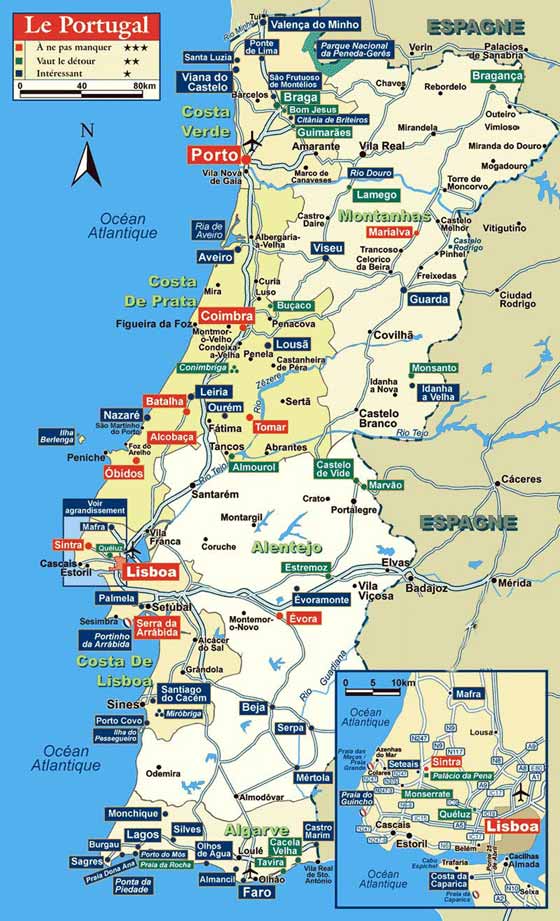 Крупномасштабная карта Португалии для распечатывания или скачки