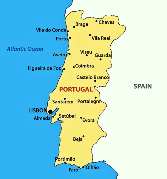 Mapa detallado de Portugal