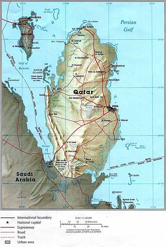 Detailed map of Qatar