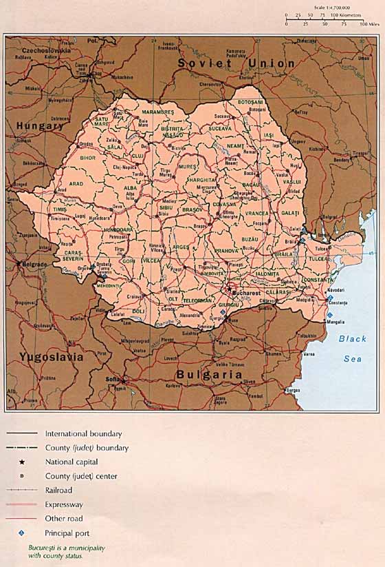 Large map of Romania