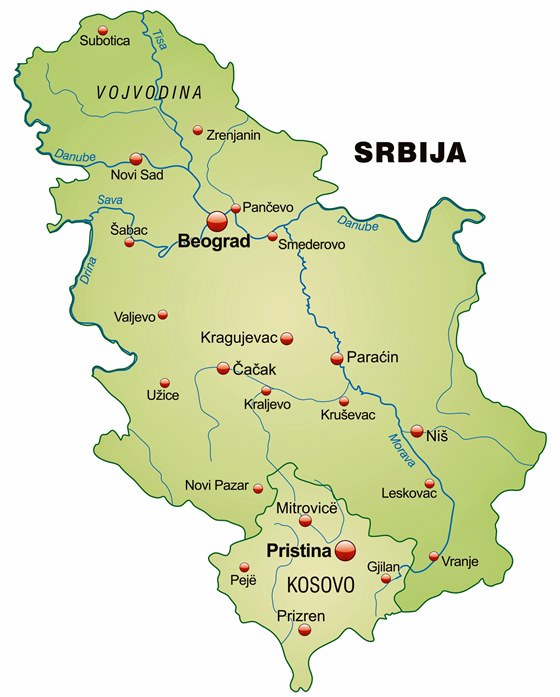 Детальная карта Сербии