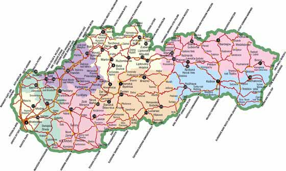 Крупномасштабная карта Словакии для распечатывания или скачки