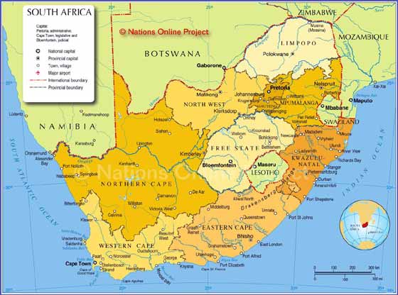 Mapa detallado de Sudáfrica