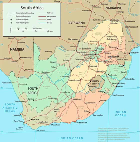 Plattegrond van Zuid-Afrika