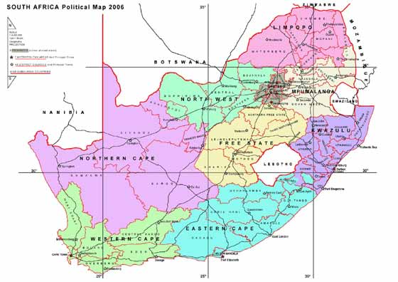 Kaart van Zuid-Afrika