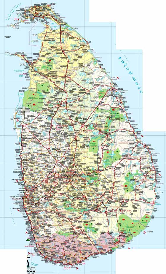 Mapa detallado de Sri Lanka
