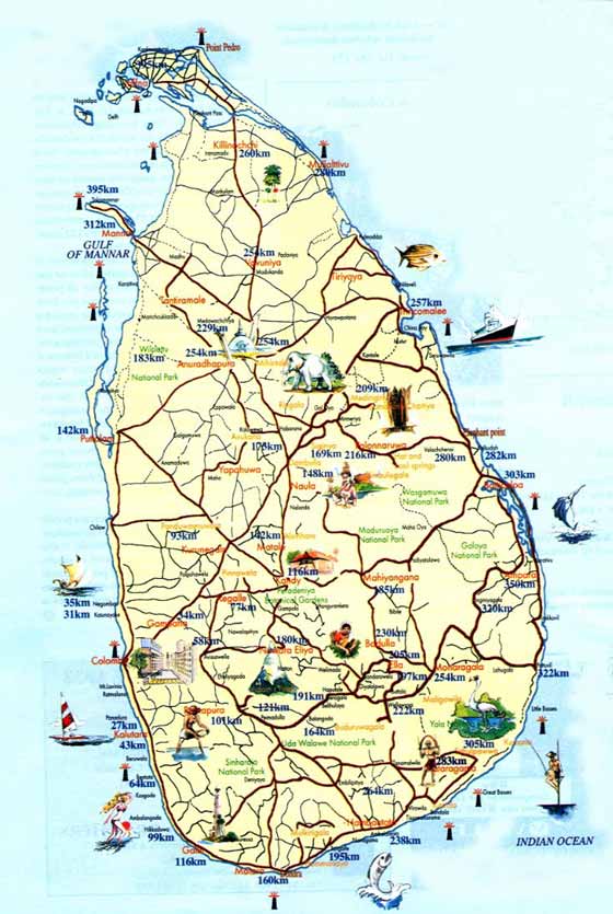 Plattegrond van Sri Lanka